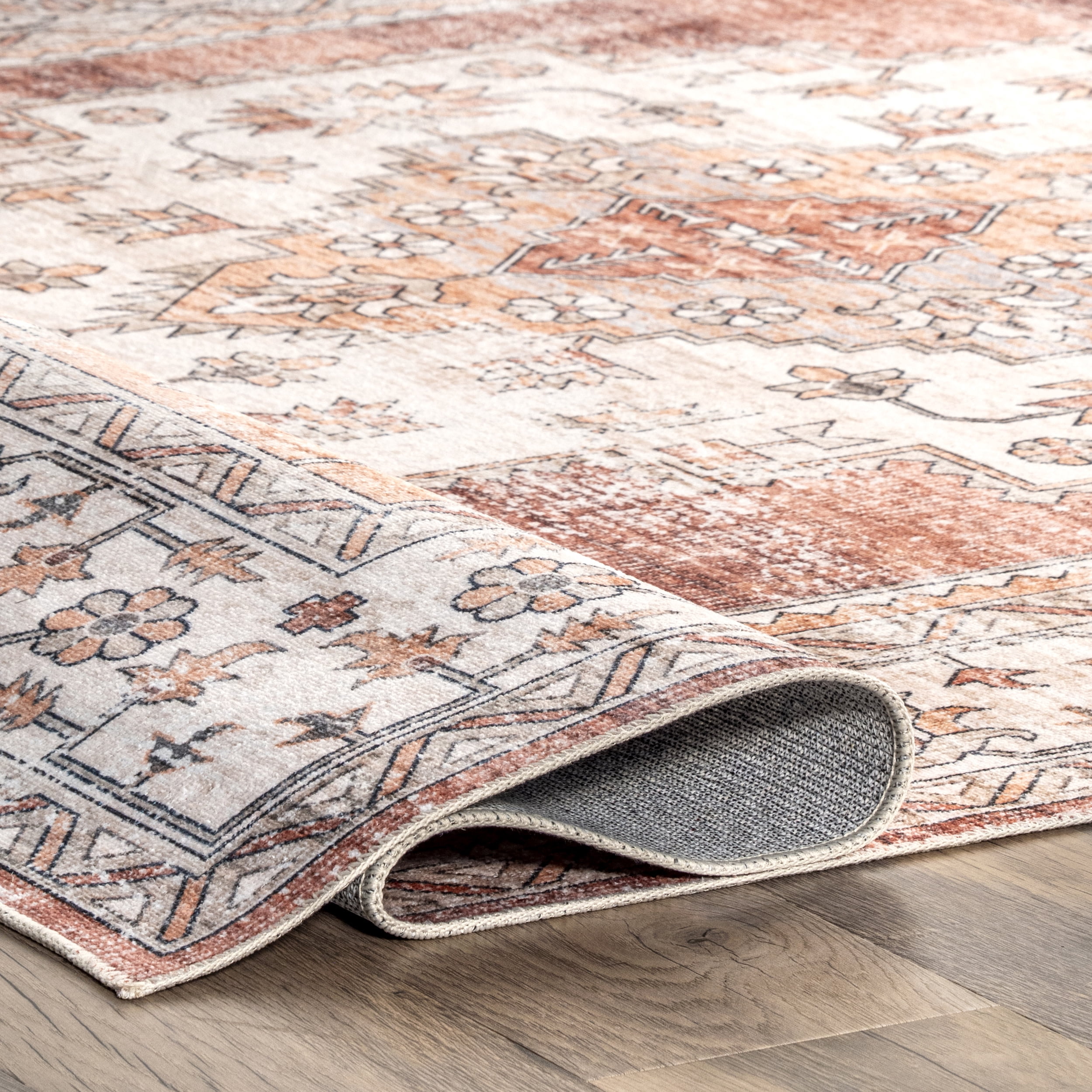 nuLOOM Dania Machine Washable Medallion Area Rug, 8' x 10', Rust