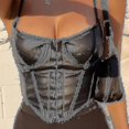 thumbnail image 1 of Camisola de cuero con hebilla y copas en el pecho para mujer, chaleco Sexy ajustado con cuello en U en el interior, 1 of 5