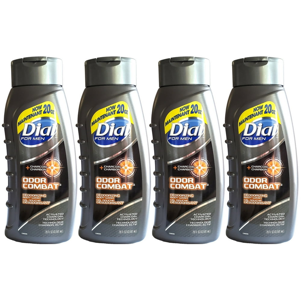 Dial For Men Deodorizing Body Wash, Odor Combat, 20 Ounce (Pack of 4)