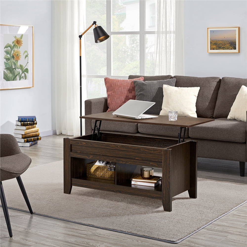 Alden Design 41" Lift Top Coffee Table with 2 Storage Compartments