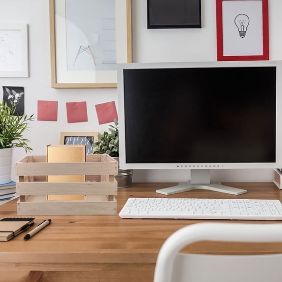 1pc Wooden Storage Box Display Basket Bamboo Storage Bin Cabinet Barrel Planter Unfinished Crates for Craft, Key Organizer, Fruit, Desktop