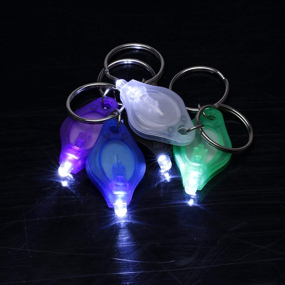 5PCS Mini Bright LED Light Keychain Squeeze Light Key Ring purple//red//blue//green