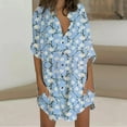 thumbnail image 2 of gakvbuo Summer Savings Clearance Summer Dresses For Women 2023 plus size dress for women sundresses Women'S Shirt Dress Short Mini Dress 3/4 Sleeve Print Color Patchwork Shirt, 2 of 5
