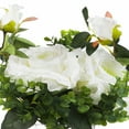 thumbnail image 2 of Enova Home Artificial 2 Large Silk Roses Flowers and Mixed Greenery Arrangement in Clear Glass Vase with River Rock (White), 2 of 3