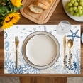 thumbnail image 4 of Blue Coastal Placemats Set of 6, Summer Beach Turtle Coral Starfish Jellyfish Placemats for Dining Table, Place Mats for Kitchen Tabletop, Waterproof Wipeable Dining Table Mats Set, 4 of 9