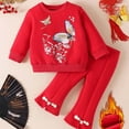 thumbnail image 1 of RXIRUCGD Girls' Winter Thickened Fleece Fashionable Embroidered Sweatshirt( Red, Size:12 Months ), 1 of 7