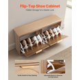 thumbnail image 4 of VEVOR Entryway Shoe Bench, 38.9 x 9.4 x 19.7 Inch Rattan-Like Shoes Bench with Flip Drawers, 440lbs Shoe Storage Rack with Cushion, 4 Compartments and Rattan Doors, for Hallway, Living Room, Bedroom, 4 of 9
