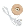 thumbnail image 2 of 2cm Thick, Round Decorative Lamp for Home - 5V White Glow USB LED Oak Wood Light Base, 2 of 8