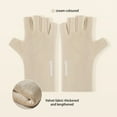 thumbnail image 4 of Neoyler 2 pack Winter Gloves German Velvet Half Finger Touchscreen Soft Warm Outdoor Cold Protection Flattering Hand Shape Relaxedable Breathable for Everyday Outdoor Use Beige 7.9x4.1in, 4 of 6