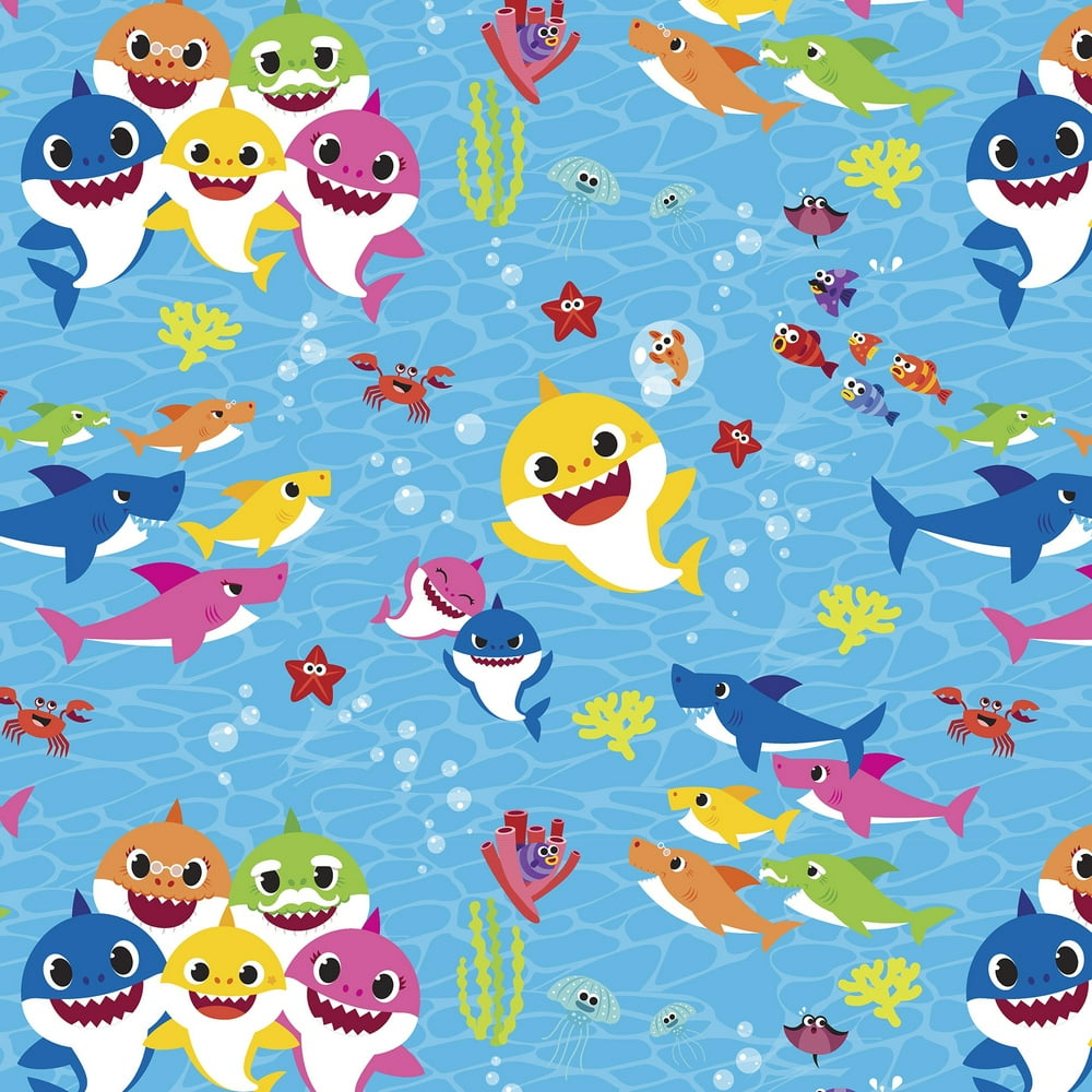 Baby Shark by Nickelodeon presented by David Textiles Inc. 44" 100 Cotton Fun in the Ocean