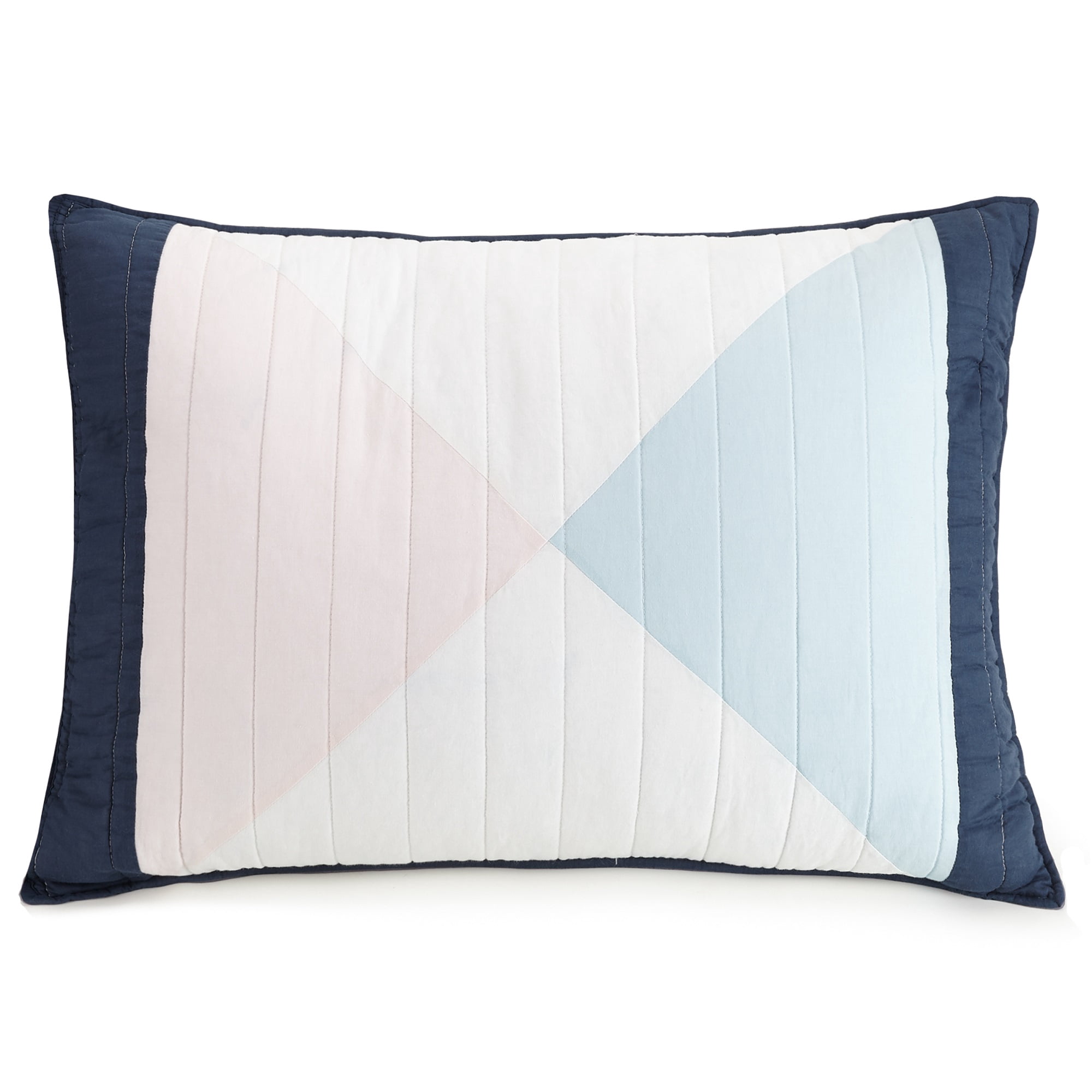 Makers Collective Diamond Patchwork Blue 3-Piece Quilt Set, Full/Queen