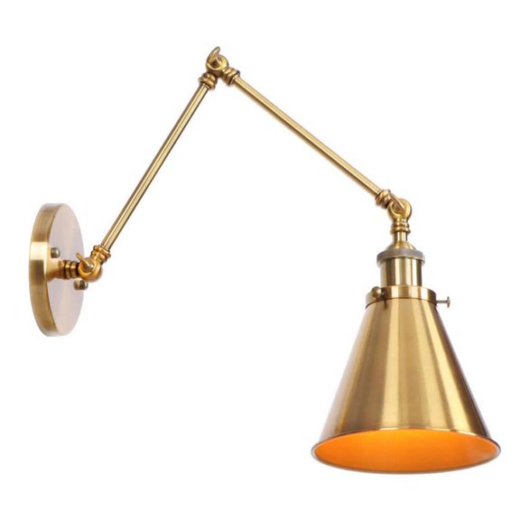 Open Box aiwen GLD 1-Light 5.31 in. Brass Sconce Vintage Industrial Swing Arm Wall Lamp