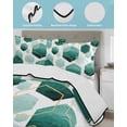 thumbnail image 4 of Turquoise Marble Full Size Down Alternative Comforter, Lightweight Comforter Quilt Bedding Set with Pillow Shams Gold White Geometric Hexagon Modern All Seasons Bed Comforter Duvet Insert 78"x90", 4 of 7