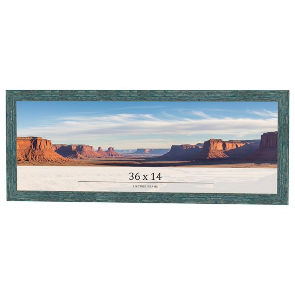36x14 Frame Blue Rustic Barnwood Solid Wood Picture Frame Width 1.25 Inches | Interior Depth 0.5