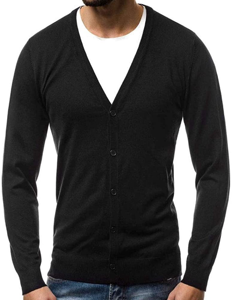 Mens Cardigan Sweater Slim Fit Button 