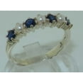 thumbnail image 2 of LBG British Made 10k White Gold Cultured Pearl & Sapphire Womens Eternity Ring - Size 9 - 33 size options, 2 of 7