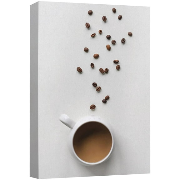wall26 Canvas Print Wall Art Coffee Bean Trail Next to Coffee Cup Fruit Food Photography Realism Chic Scenic Colorful Multicolor Ultra for Living Room, Bedroom, Office - 24"x36"