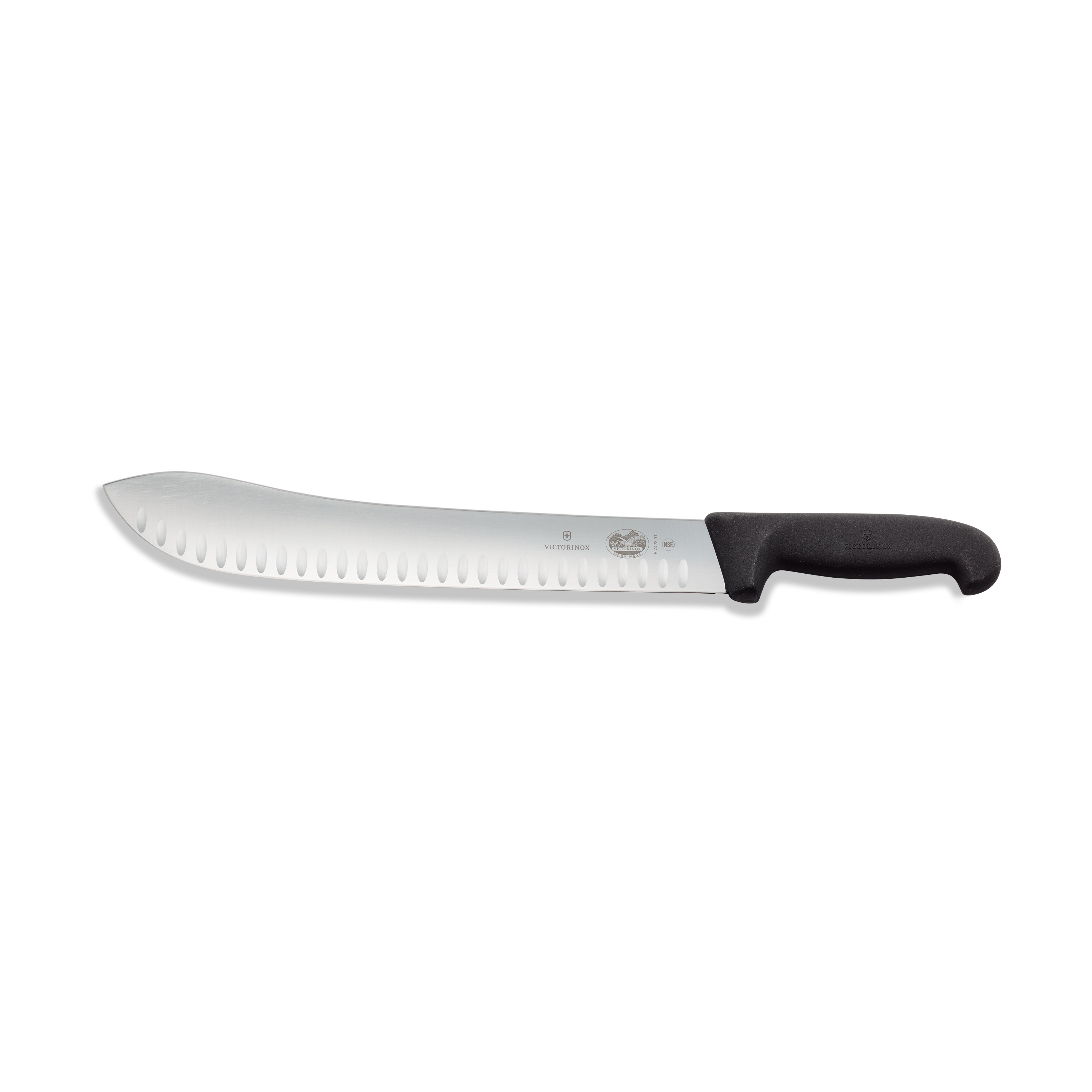 Victorinox Swiss Army Fibrox 12" Granton Edge Butcher Knife Black