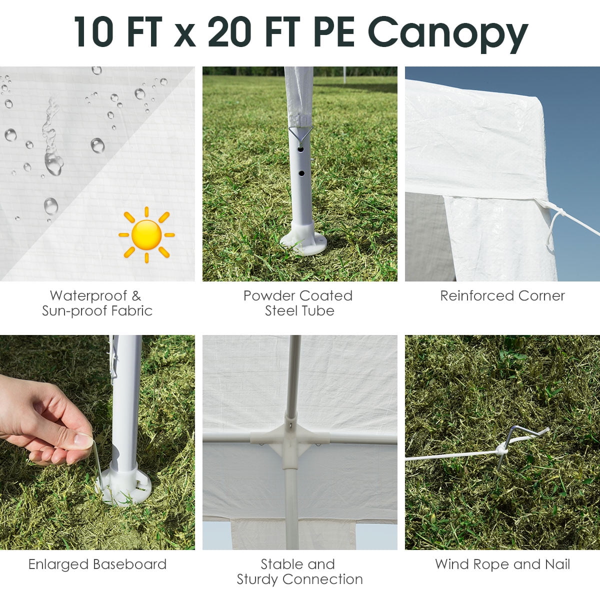 Costway 10'x20' Outdoor Party Wedding Tent Heavy Duty Canopy Pavilion