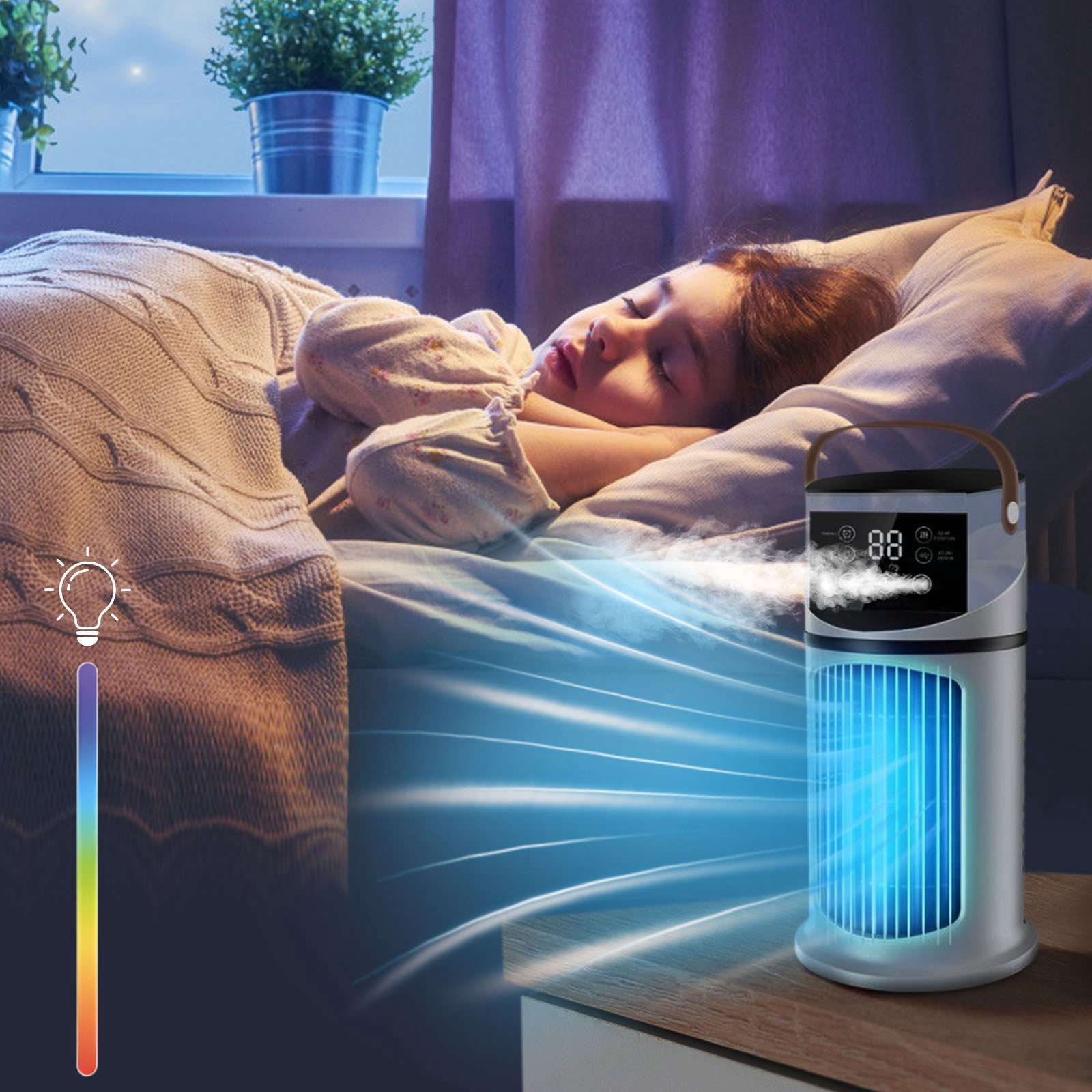 Bfogop Battery Powered Air Conditioner, Rechargeable Small Air Conditioner for Room,Personal Air Cooler, Portable Mini AC Unit Cooling Fan for Camping,Tent,Car,Desktop,Bedroom