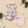 thumbnail image 4 of 3T Baby Girls Clothes 4T Toddler Girls Summer Outfits Sleeveless Suspender Floral Top Pink Shorts Headband 3PCS Set, 4 of 8