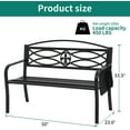 thumbnail image 2 of Dextrus Outdoor Bench 50" Metal Bench with Cloth Storage Bag Spear Pattern Patio Bench with Backrest and Armrest for Porch Lawn Balcony Backyard and Indoor Black, 2 of 5