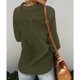 thumbnail image 3 of Mujeres Blusa de manga larga color puro cierre botón Turn Down Collar V cuello camisa Tops con bolsillos, 3 of 6