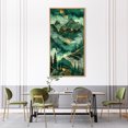 thumbnail image 2 of Large Framed Canvas Print Golden Night in the Mountains - Dramatic Green and Gold LandscapeWall Art Decorative Ready to Hang Painting for Living room Bedroom 60x30 inches Natural Frame, 2 of 6