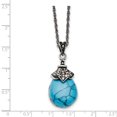 thumbnail image 3 of Collier Antique Turquoise/Marcasite en Acier Inoxydable 18 Po, 3 of 3