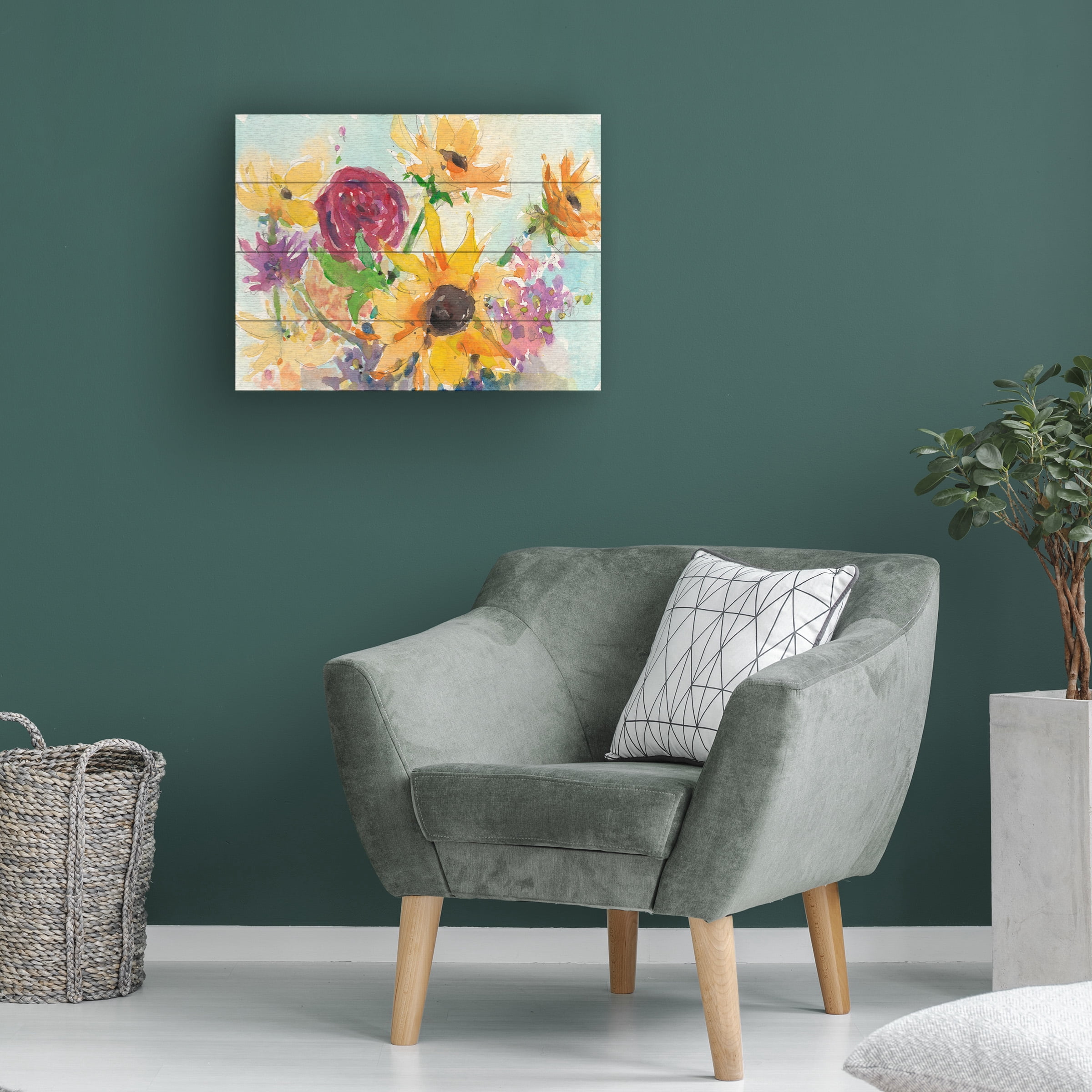 Samuel Dixon 'Bright Wild Flowers II' Wood Slat Art 12x16