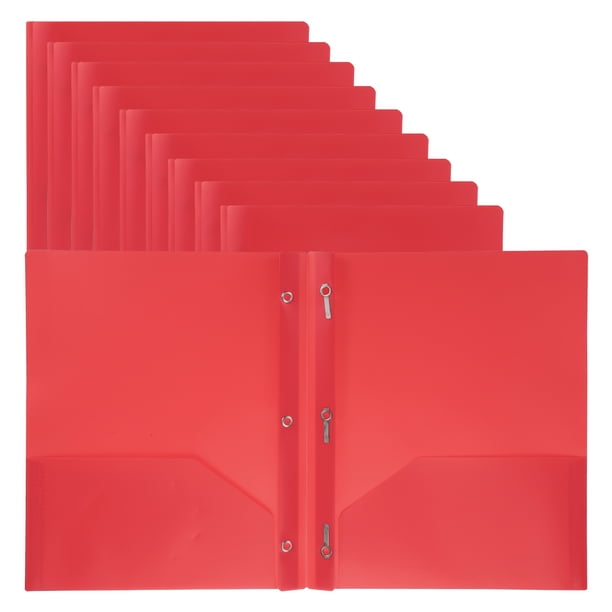 Uxcell 48 Pcs Carpetas de Plástico con Bolsillos y Garras para Tamaño Carta, Rojo