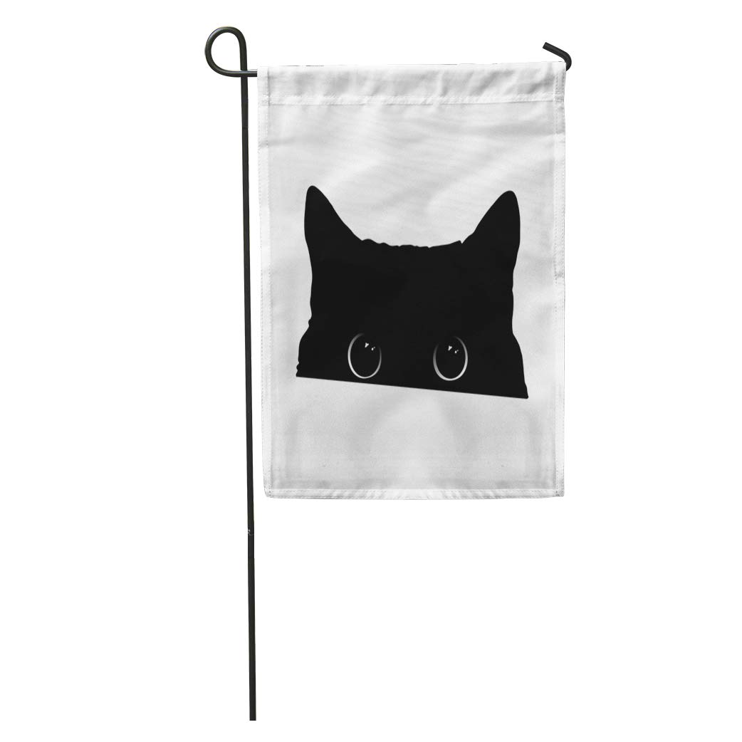 Jsdart Halloween Cute Black Cat Face Big Eyes Peeking Silhouette Drawing Garden Flag Decorative Flag House Banner 28x40 Inch Walmart Canada