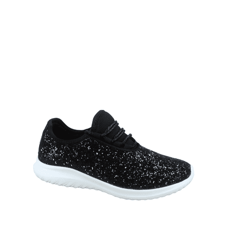 

Lotus-08 Women s Fashion Sparkle Glitter Comfort Light Weight Slip On Flat Sneaker Shoes ( Black 10)