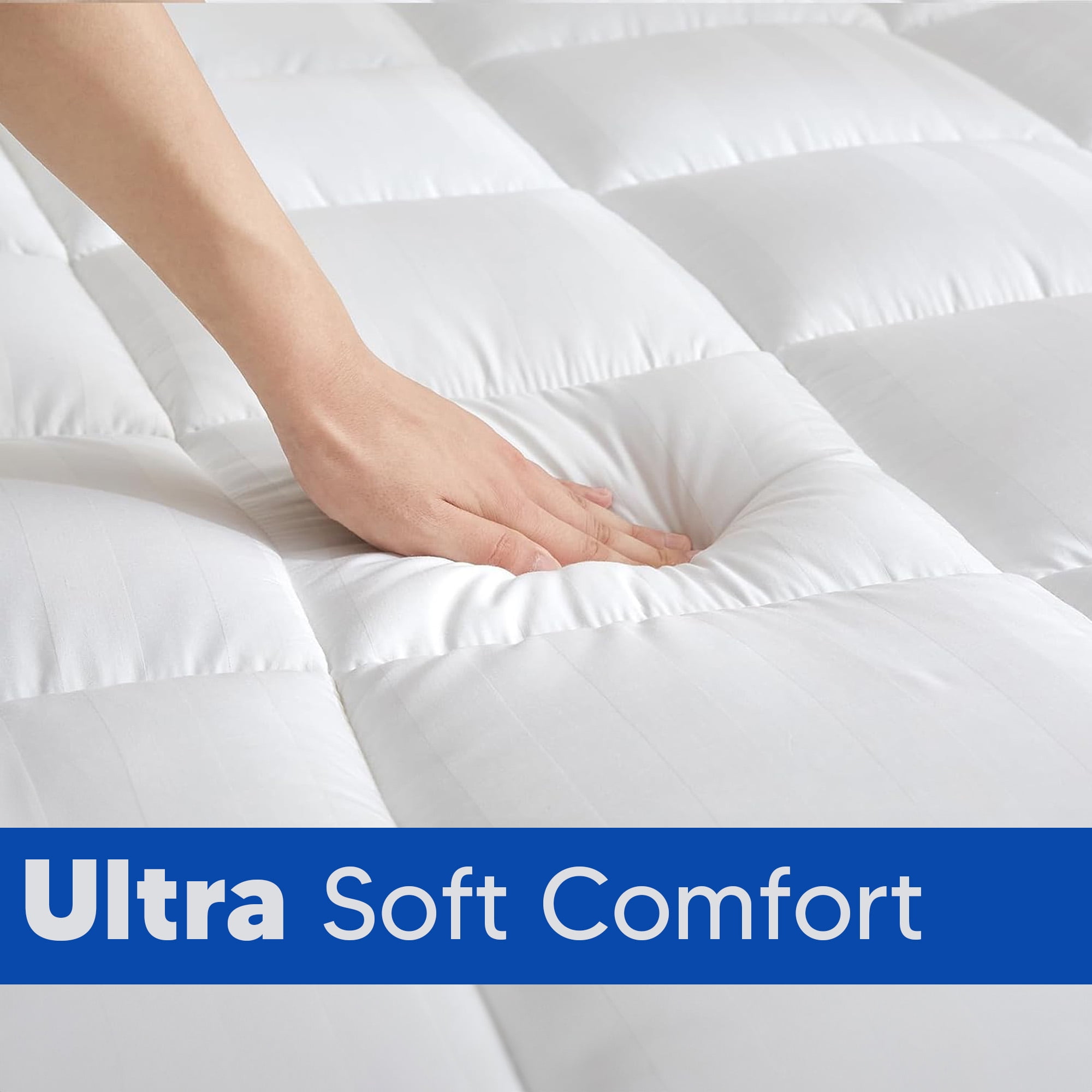 Continental Sleep, 3" Quilted Fitted Fluffy & Soft Mattress Pad, Breathable Mattres Topper, Cooling Protector Cover with 18” Deep Pocket, Twin, White