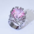 thumbnail image 3 of S925 Sterling Silver Creative Fashion Ladies Pink Crystal Ring Gemstone Ring  Princess Cut AAA Cubic Zirconia Pink Crystal Ring Cocktail Ring Engagement Wedding Ring, 3 of 5