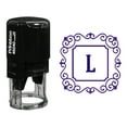thumbnail image 1 of Printtoo Self Inking Rubber Stamp Square Swirl Border L Alphabet Monogram Initial R-40 Office Stationary, 1 of 3