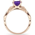 thumbnail image 6 of Vintage Style Sunflower Round Amethyst Cubic Zirconia Rose Tone 925 Sterling Silver, Size 8, 6 of 7