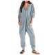 thumbnail image 1 of Mono holgado informal para mujer: pijama oversize de manga larga con cuello en V, tejido de poliéster, color liso, apto para todas las estaciones., 1 of 5
