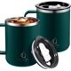 thumbnail image 1 of Taza de café de viaje de acero inoxidable con doble pared aislada de 500 ml con asa y tapa deslizante, taza de café térmica, vaso tumbler de café para camping, oficina en casa (verde oscuro), 1 of 3