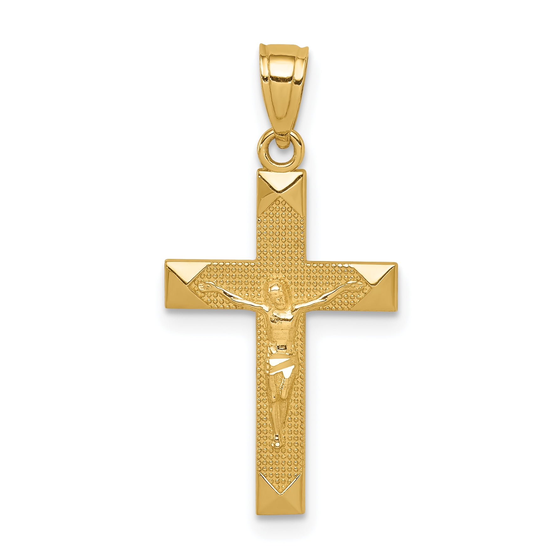 14k Yellow Gold Lord Jesus Christ Crucifix Holy Cross Religious