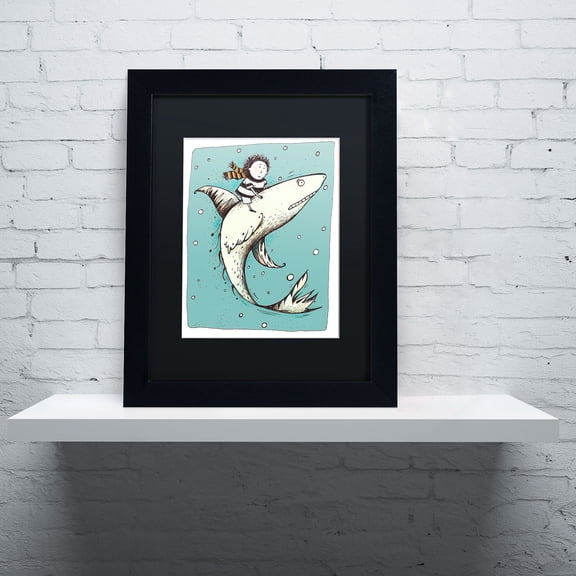 Carla Martell 'Fish Boy' Black Matted Framed Art