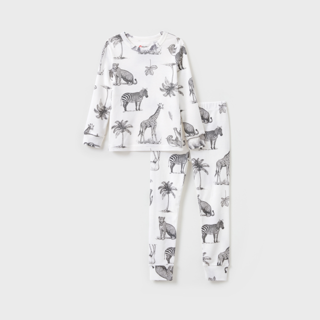 PatPat Pijamas para Niños y Niñas con Estampa de Animales (Conjunto de 2 Piezas Ajustado)