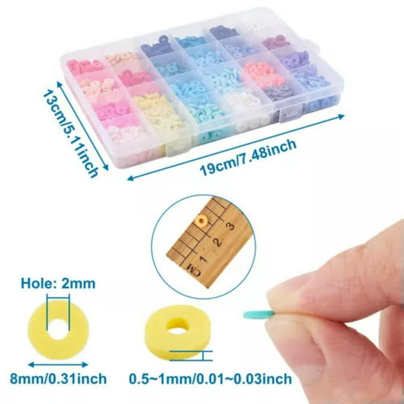 GKNET 24 Colors Polymer Clay Heishi Beads Flat Round Rainbow Disc Loose Spacer Bead-6mm 4560~4800pcs/box