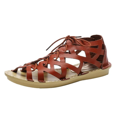 

KI-8jcuD Zapatos De Plataforma Para Mujer Elegantes Women S Solid Color Hollow Out Vintage Comfortable Lightweight Leather Summer Ethnic Sandals Dress Sandals For Women Fisherman Sandals For Women H