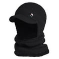 thumbnail image 2 of harmtty Warm 1 Set Men Hat Scarf Solid Color Short Brim Dome Thickened Plush Lining Coldproof Winter Stretch Knitted Hat Outdoor Wear Black, 2 of 8