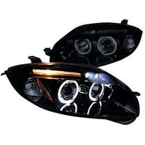 Dual LED Halo Projector Headlight In Gloss Black Housing Smoke Lens Made For And Compatible With 2006 - 2011 Mitsubishi Eclipse 06 07 08 09 10 11