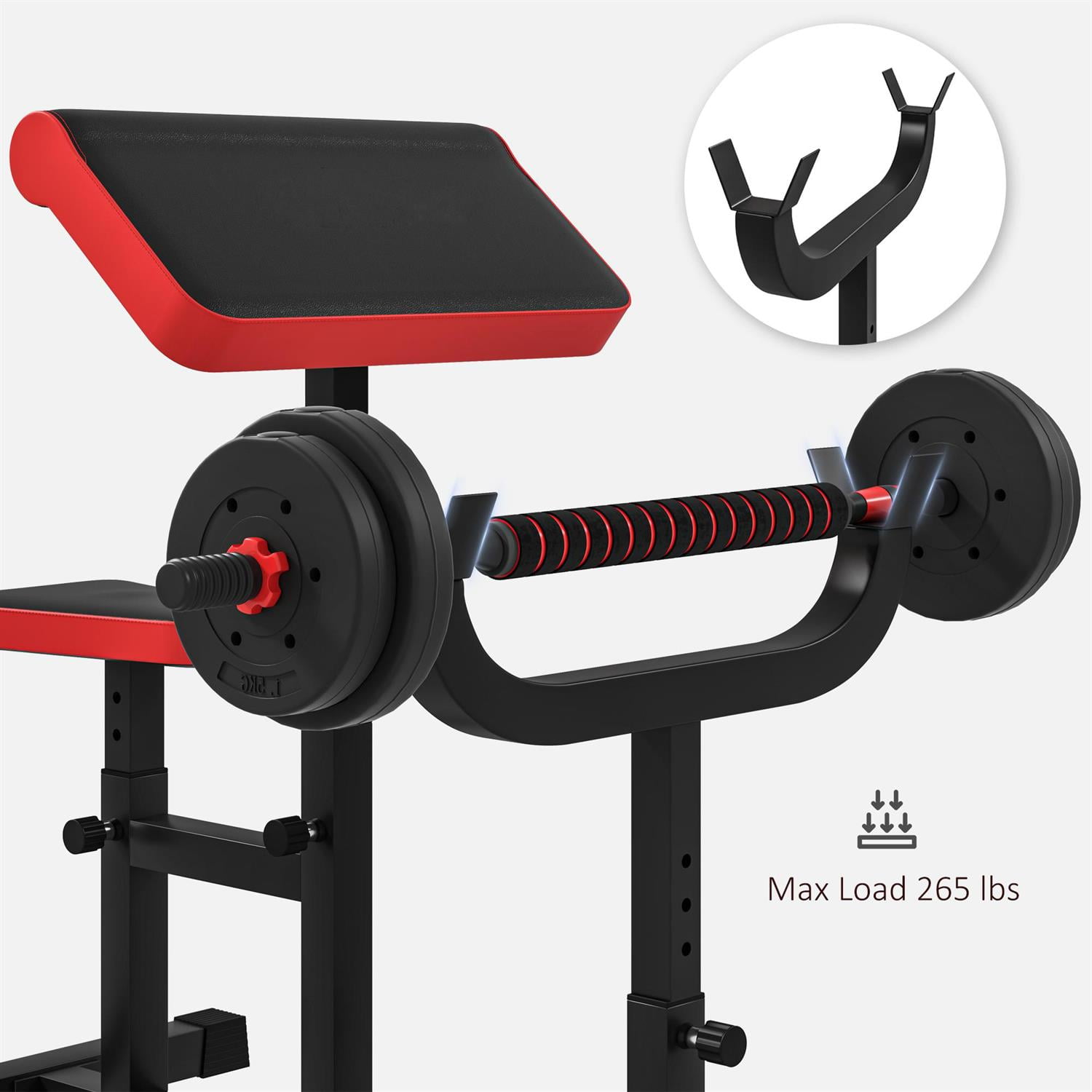 Demifill Preacher Curl Bench - Black, 265 LBS Capacity, Adjustable Seated Arm Isolated Barbell Dumbbell Bicep Strength Training Station