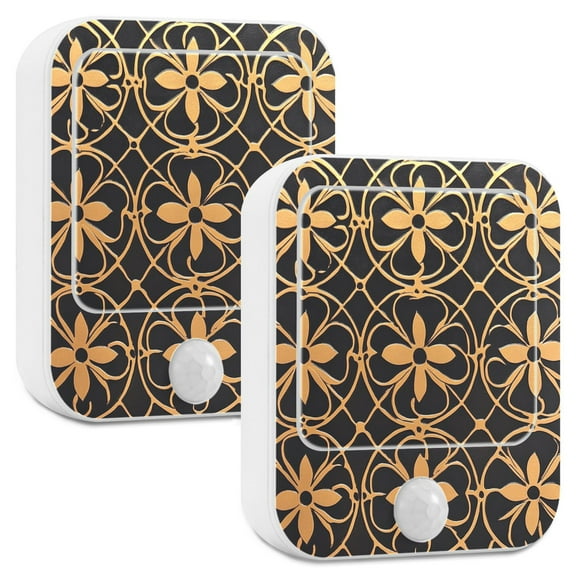 Yayeee 2-Pack Plug in LED Night Lights with Light Sensors Motion Detectors, Classic Floral