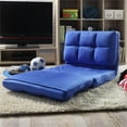 thumbnail image 3 of Loungie Floor Chairs Blue Microsuede Foam Filling Steel Tube Frame, 3 of 7