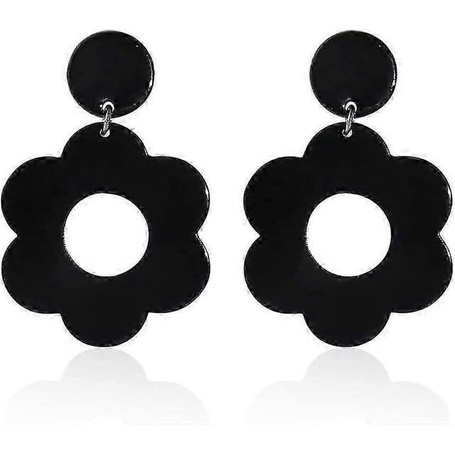 Acrylic 60s 70s Flower Dangle Earrings Daisy Drop Earrings Colorful Floral Earrings